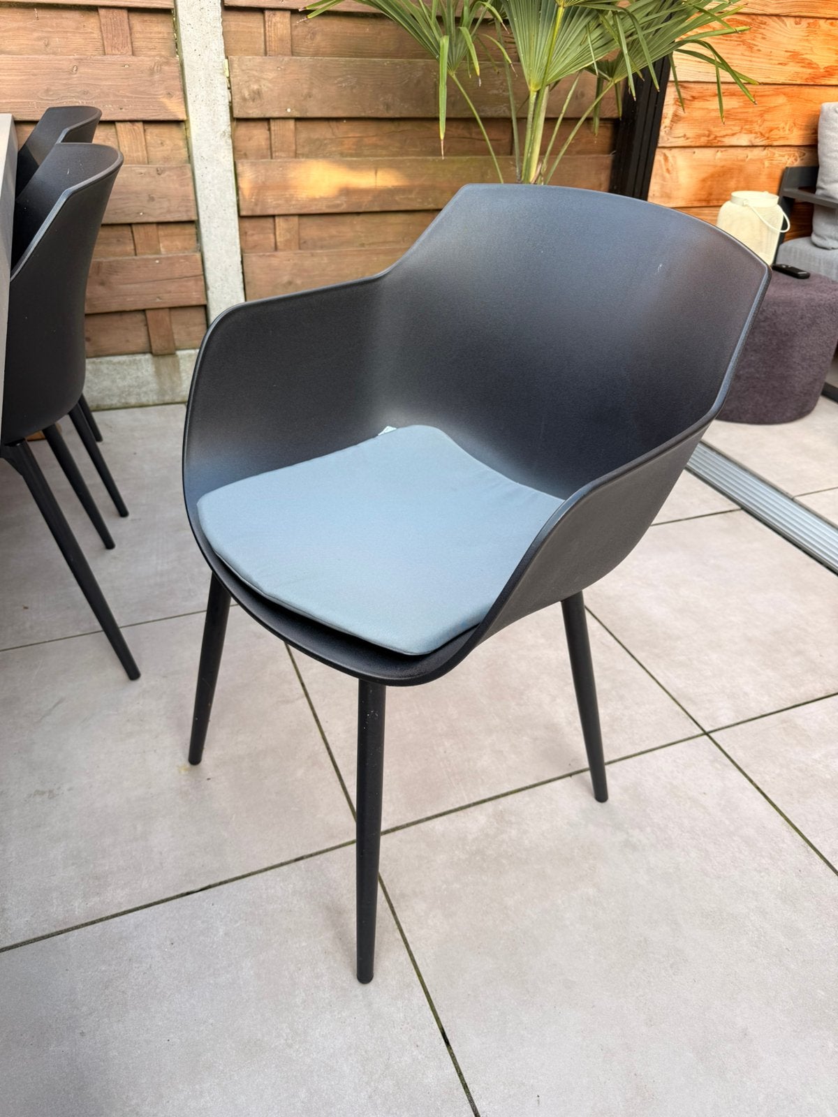 Set van 6 tuinstoelen inclusief kussentjes, Tuin en Terras, Tuintafels, Gebruikt, Rechthoekig, Kunststof, Ophalen
