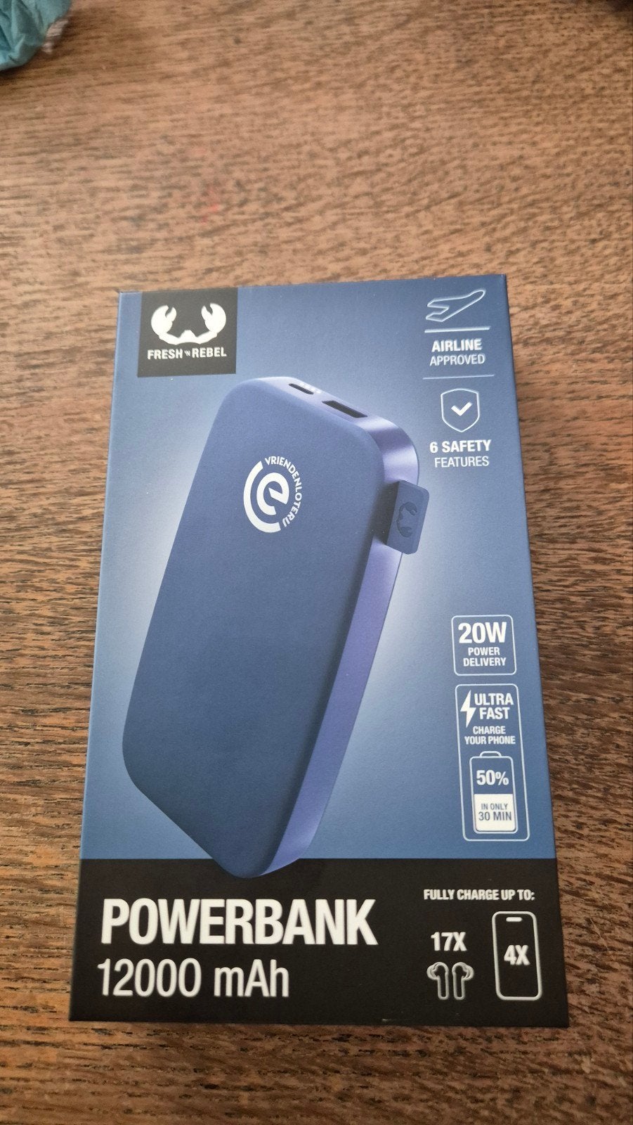 Fresh 'n Rebel Powerbank 12000 mAh - True Blue, Ophalen of Verzenden, Nieuw, Fresh 'n Rebel