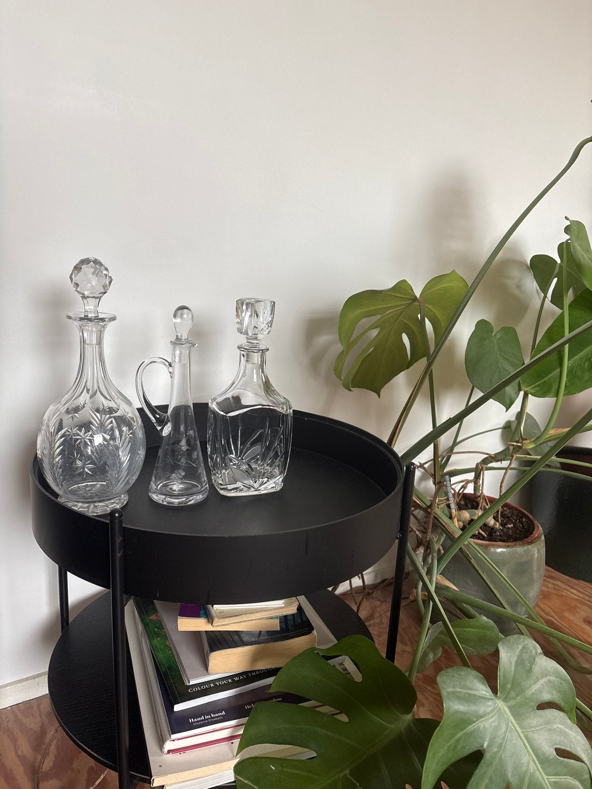 Set van 3 glazen vintage whisky karaffen, Ophalen