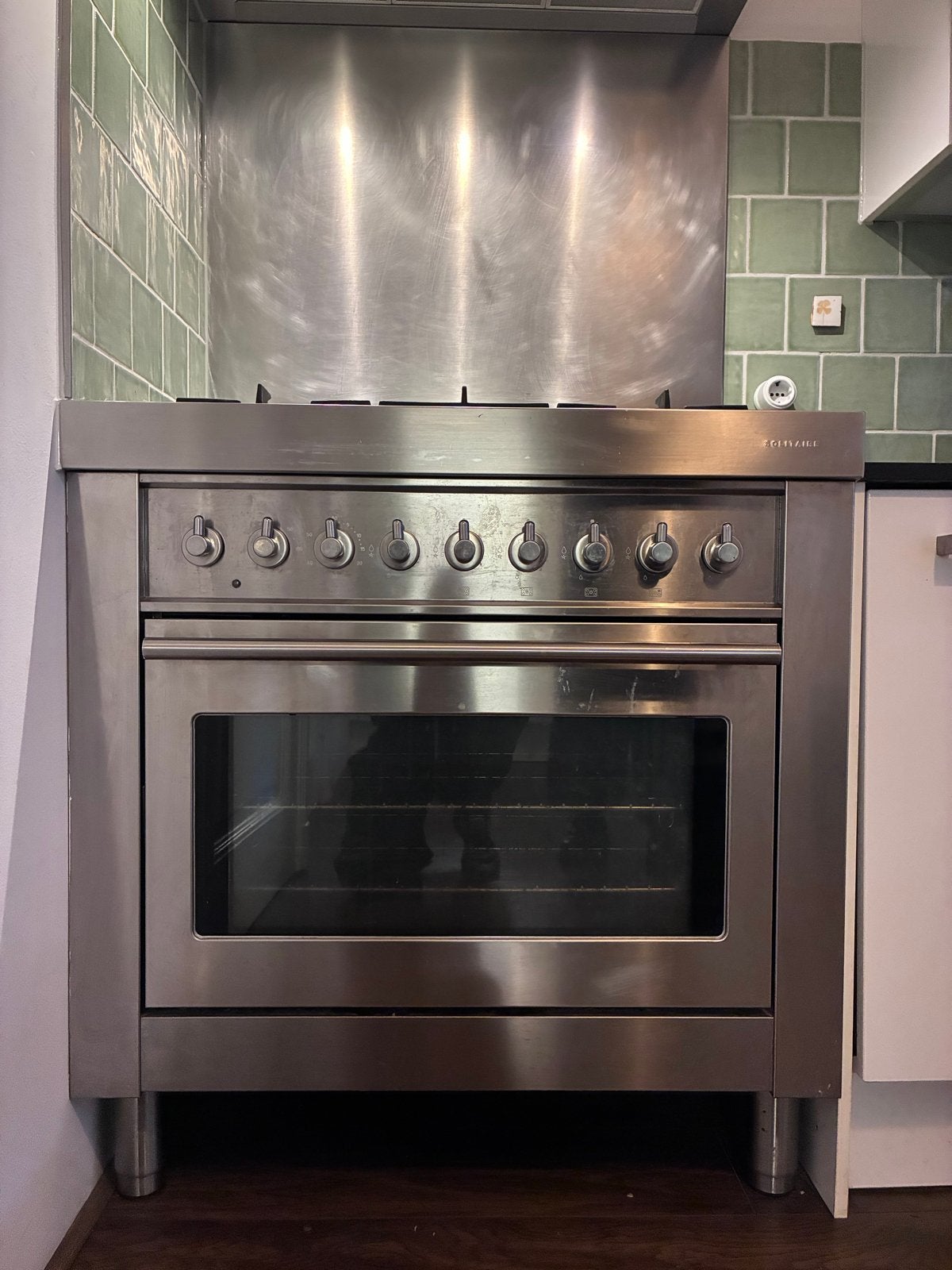 Bosch afzuigkap en Solitaire gasfornuis met oven, Gebruikt, Hete lucht, 60 cm of meer, Ophalen of Verzenden