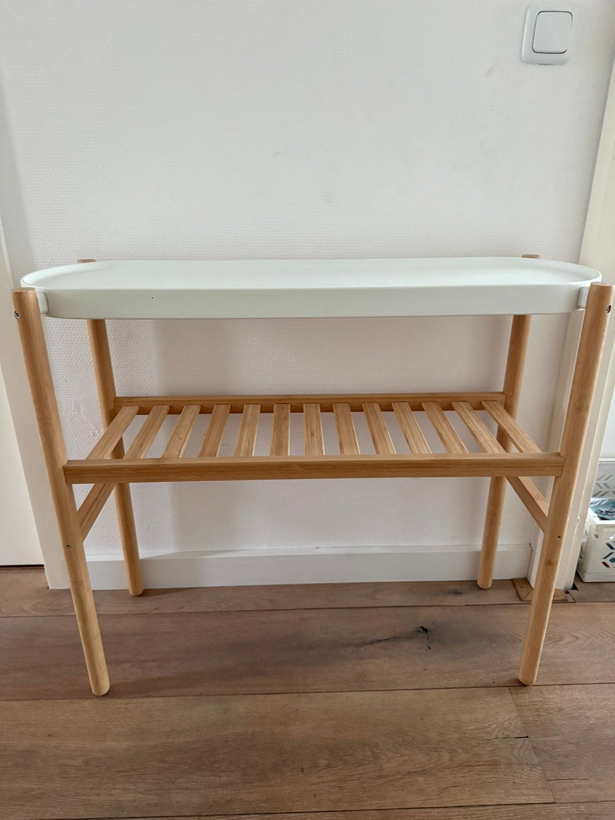Ikea Satsumas plantenstandaard bamboe/wit, Ophalen, Zo goed als nieuw, Scandinavisch