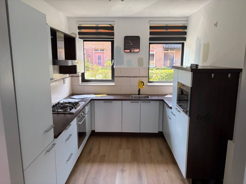 keuken (meubels + apparaten), gebruikt, Huis en Inrichting, Keuken | Complete keukens, Ophalen, Gebruikt, U-keuken, Hout