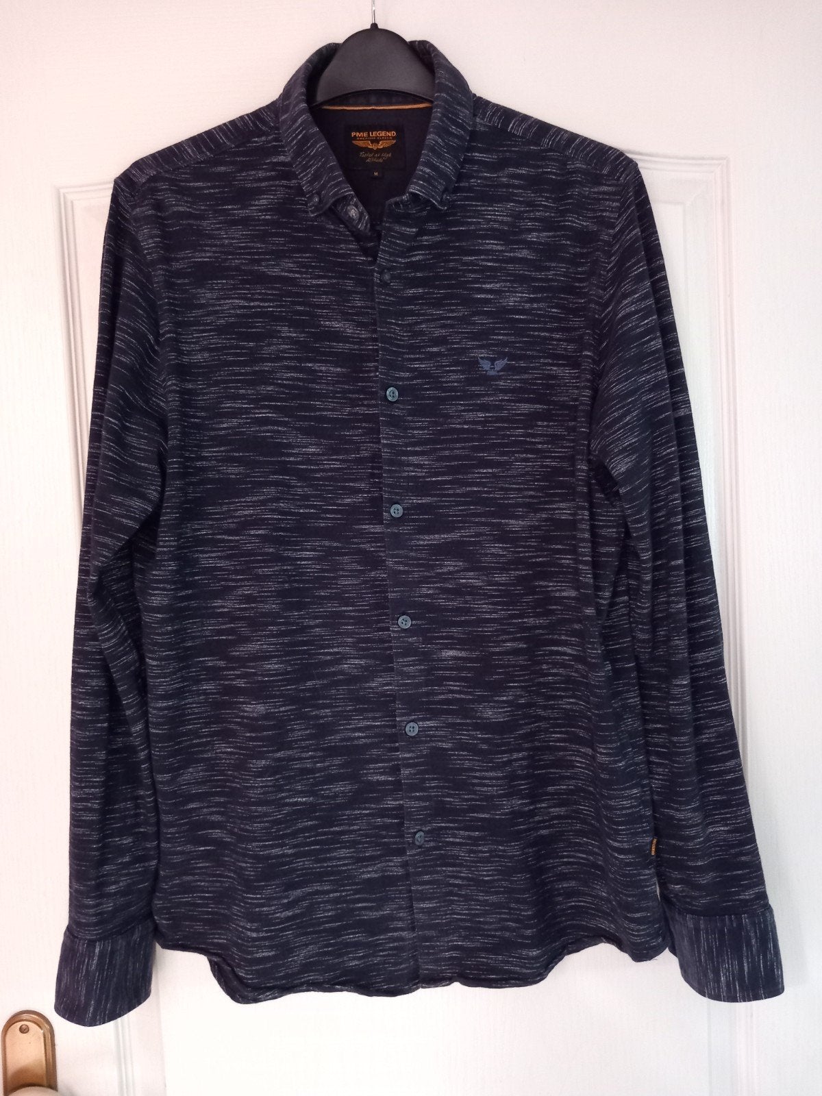 prachtig gemeleerd  overhemd Pme legend maat M, Ophalen of Verzenden, Zo goed als nieuw, Blauw, Halswijdte 41/42 (L)