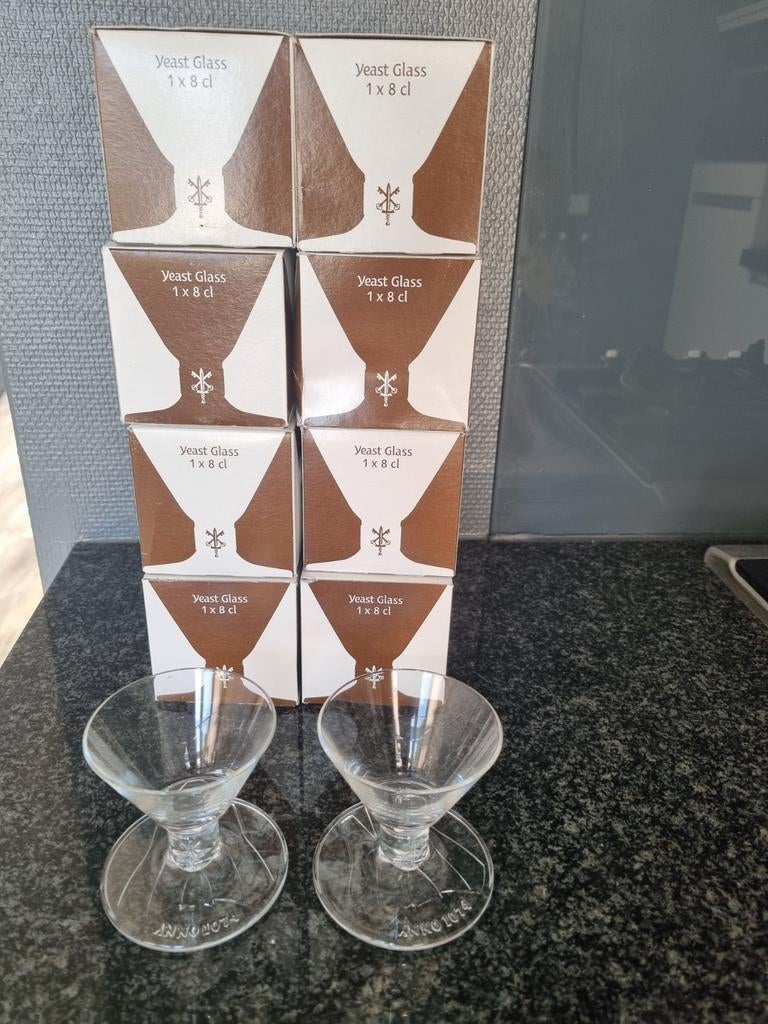 8 Affligem Yeast 8 cl bierglaasjes nieuw in doos, Verzamelen, Biermerken, Ophalen of Verzenden, Nieuw