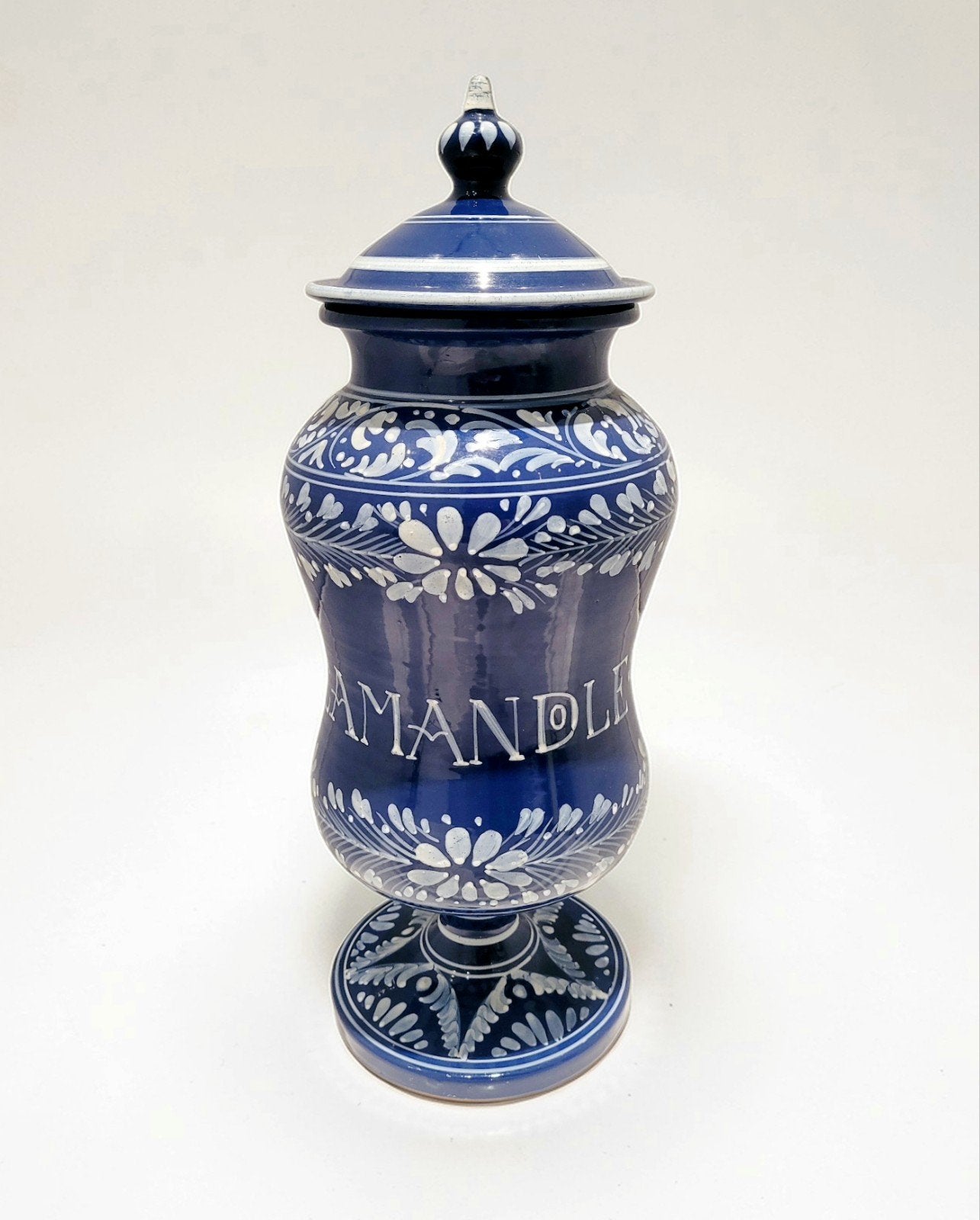 Vintage Italiaanse apothekerspot met deksel, handbeschilderd, Ophalen of Verzenden