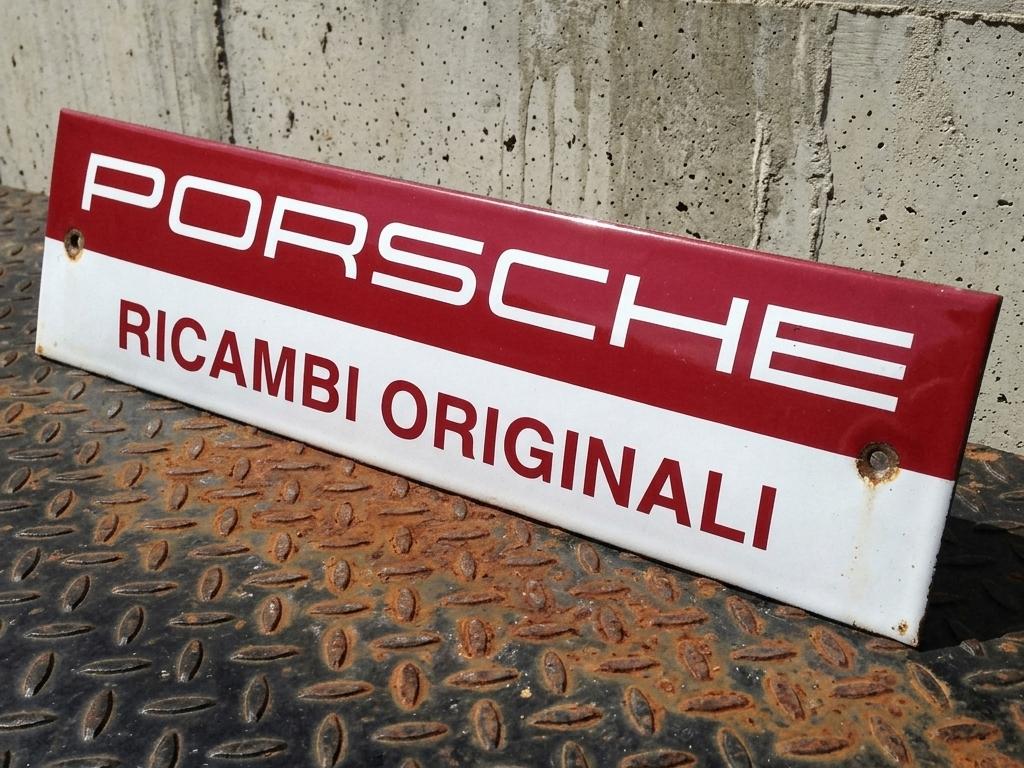 Italiaans Emaille Reclamebord PORSCHE Garage Schild Vintage, Verzenden, Gebruikt, Reclamebord
