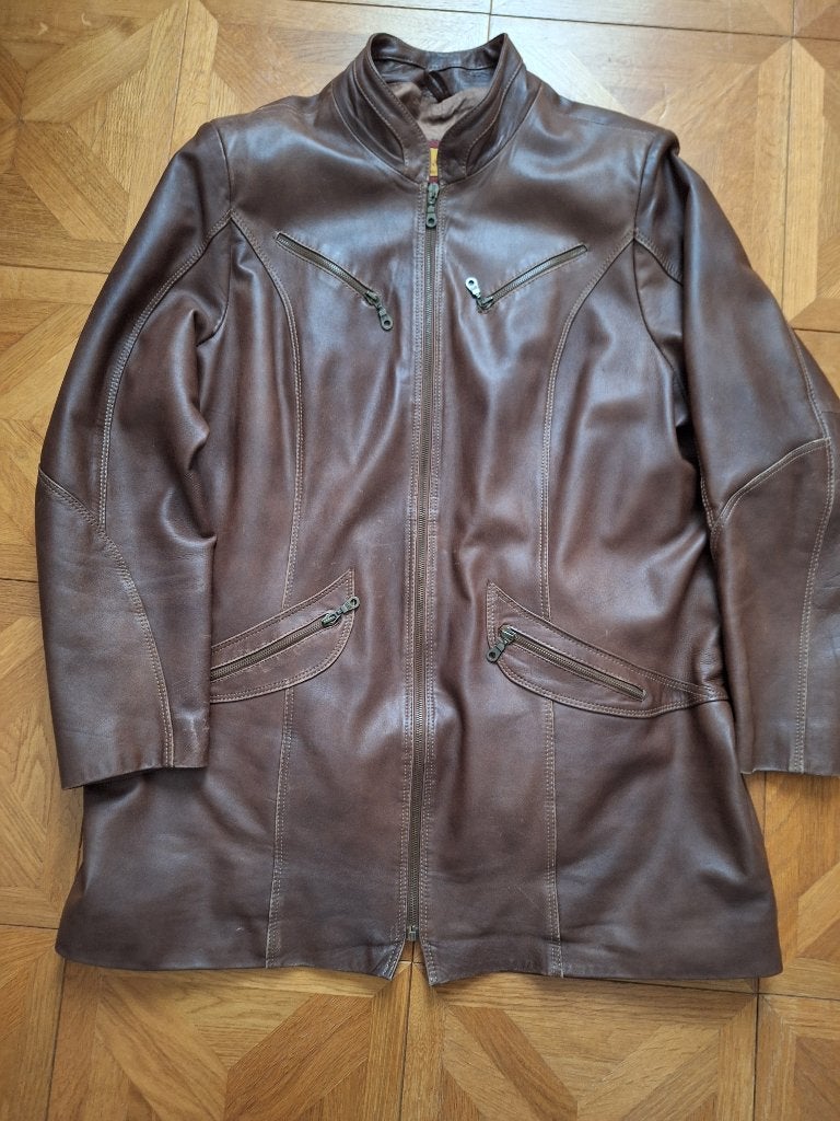 leren damesjas, Ophalen, Zo goed als nieuw, Maat 46/48 (XL) of groter, Bruin
