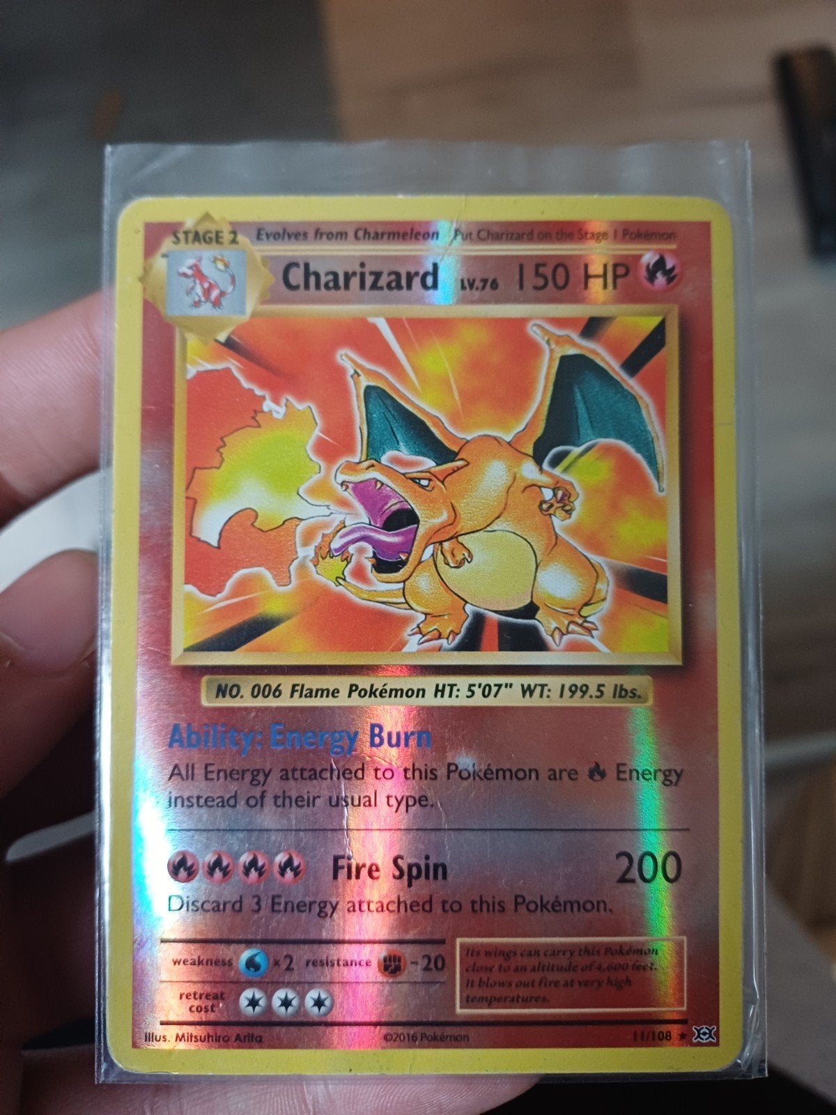 Charizard Pokémon Kaart - Evolutions 11/108 Holo, Ophalen of Verzenden, Gebruikt, Losse kaart, Foil