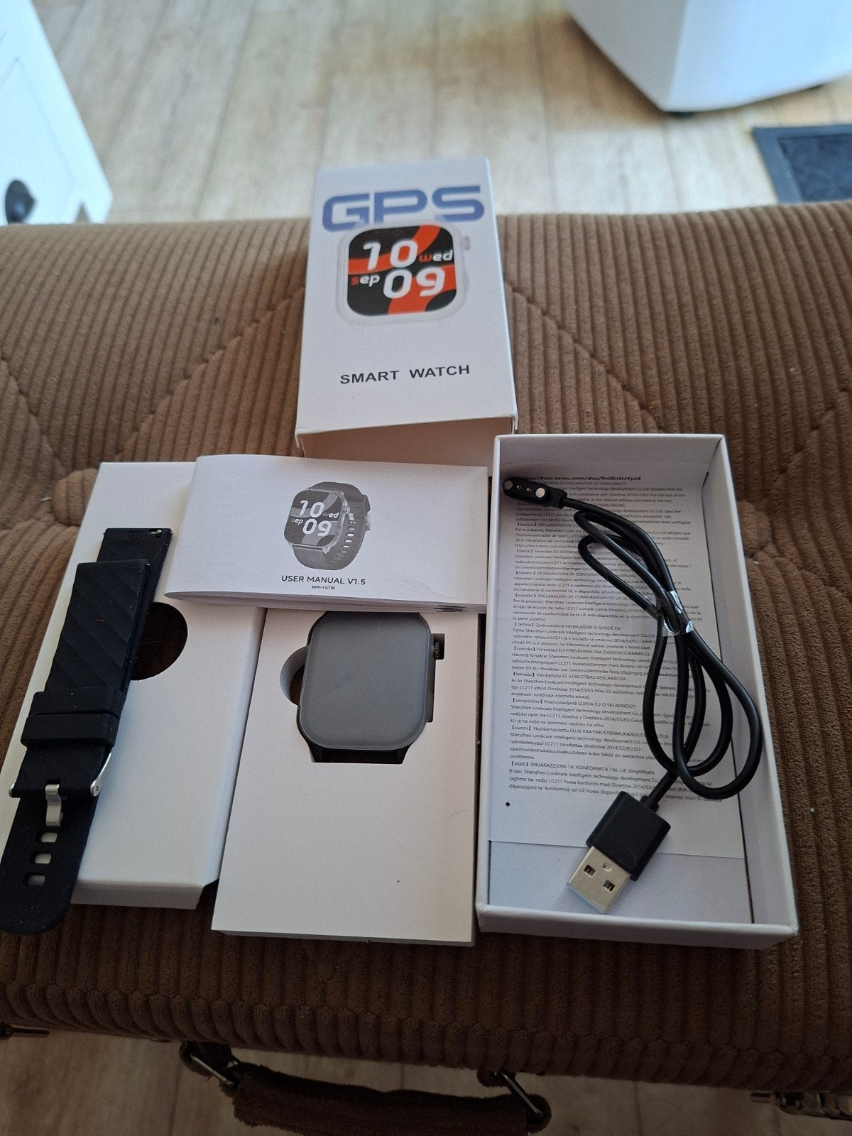GPS Smartwatch met hartslagmeter en waterdicht, Sieraden, Tassen en Uiterlijk, Smartwatches, Conditie, Onbekend, Zwart, Ophalen of Verzenden