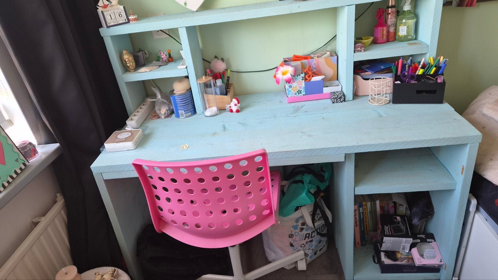 Leuk kinderbureau met bureaustoel, lichtblauw, teab