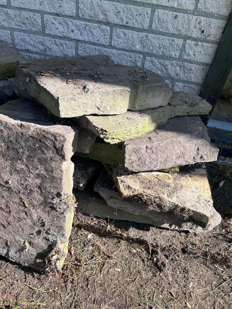 16 stuks leisteen terrastegels, Ophalen, Gebruikt, Terrastegels, Natuursteen