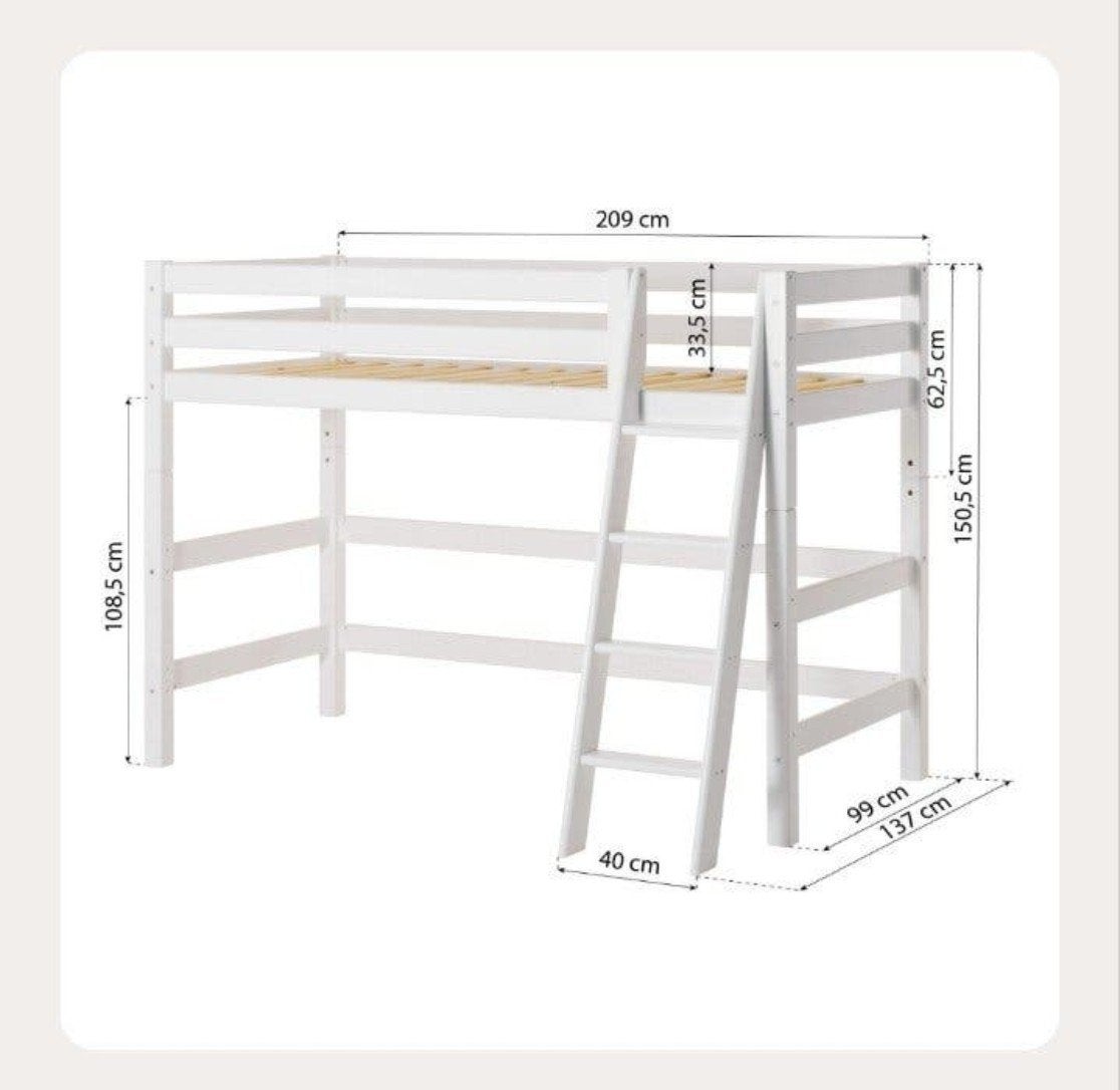 Hoppekids hoogslaper 90x200 met Ikea matras, Ophalen, Gebruikt, Eenpersoons, 160 tot 180 cm