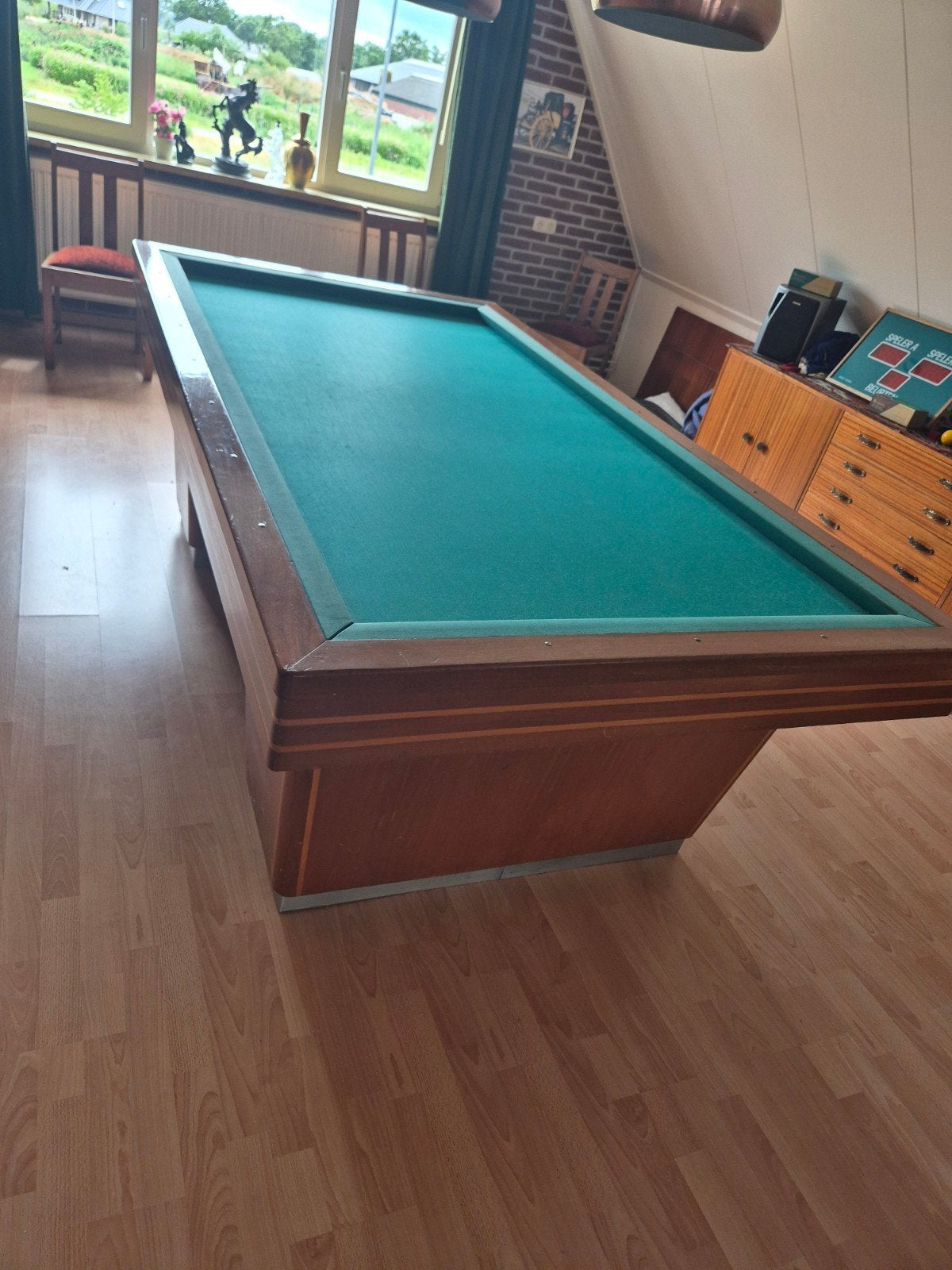 Biljarttafel met leistenen en verwarming, Sport en Fitness, Biljarten en Poolen, Ophalen, Gebruikt, Biljarttafel