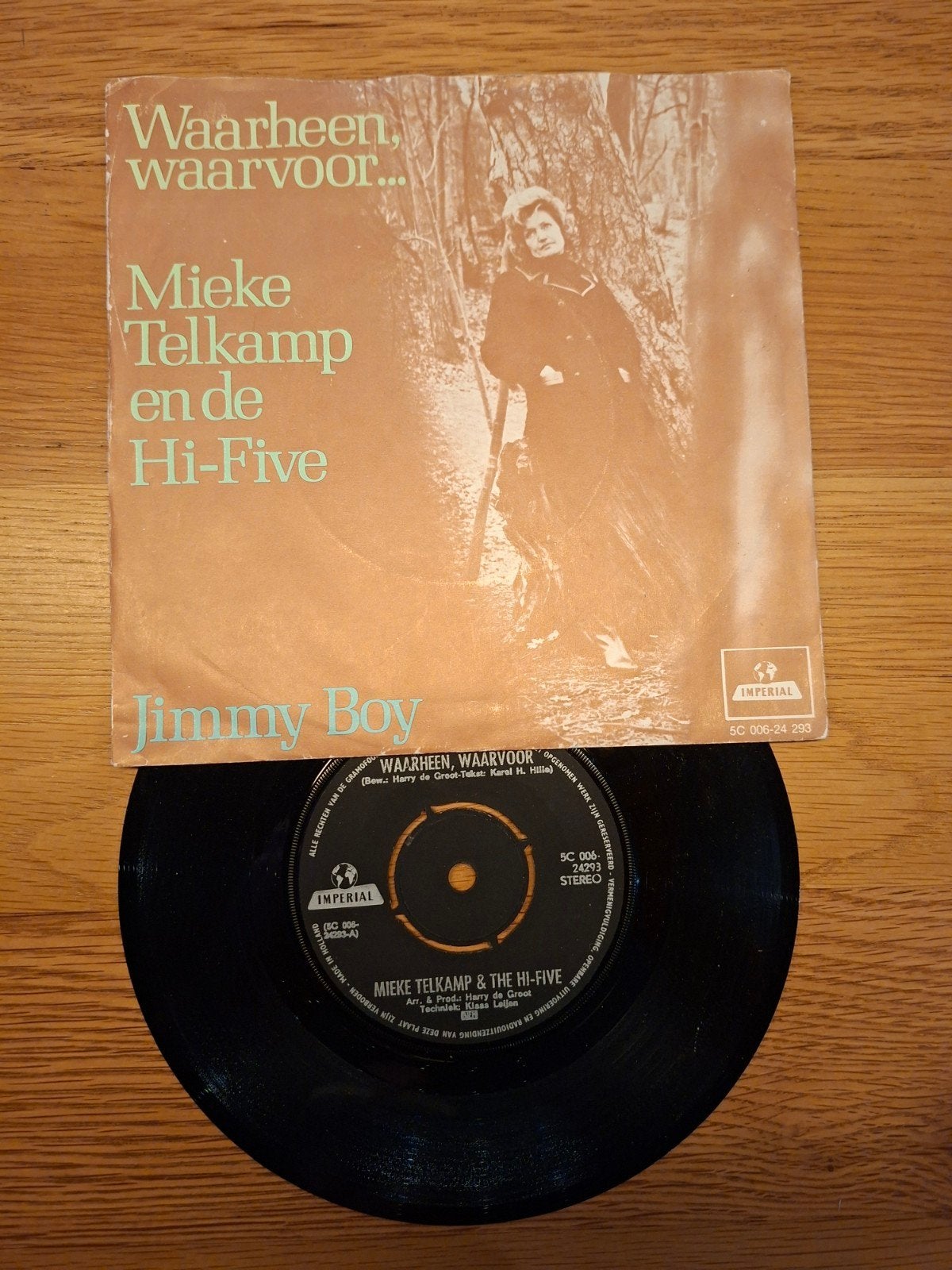 Mieke Telkamp en de Hi-Five - Waarheen, waarvoor.. / Jimmy B, Gebruikt, 7 inch, Ophalen of Verzenden, EP