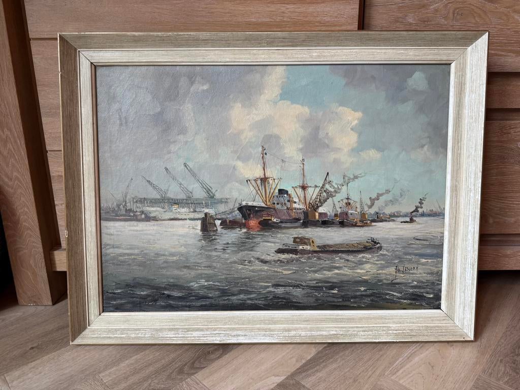 Schilderij haven Rotterdam, Antiek en Kunst, Ophalen