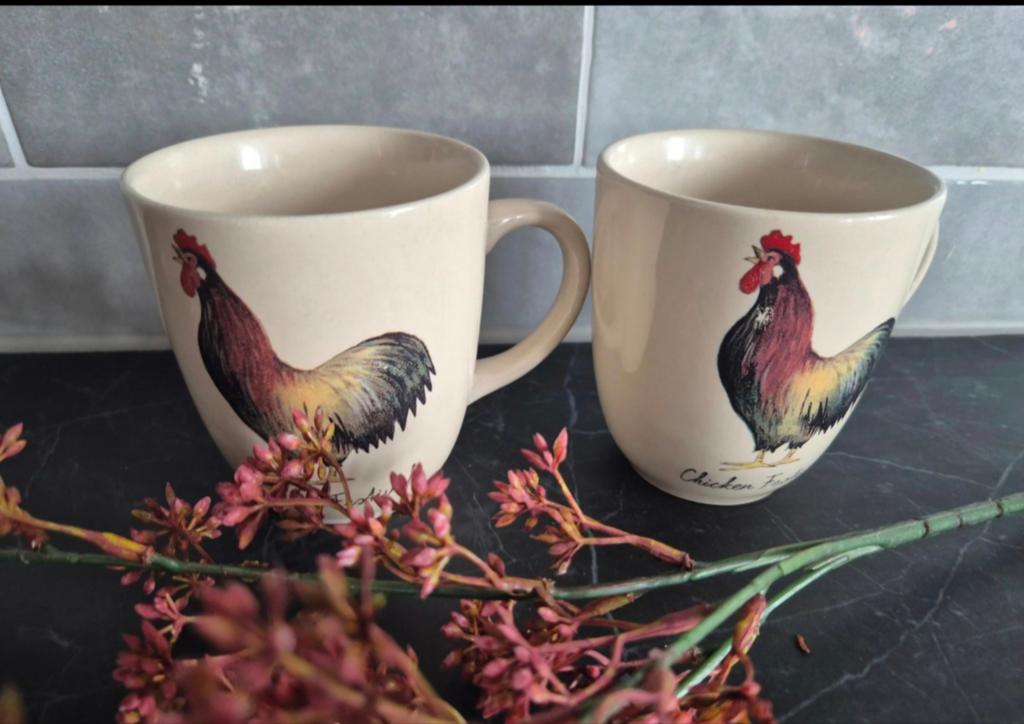Mokken chicken run Jet ter Steege, Huis en Inrichting, Ophalen of Verzenden, Zo goed als nieuw, Overige stijlen, Kop(pen) en/of Schotel(s)