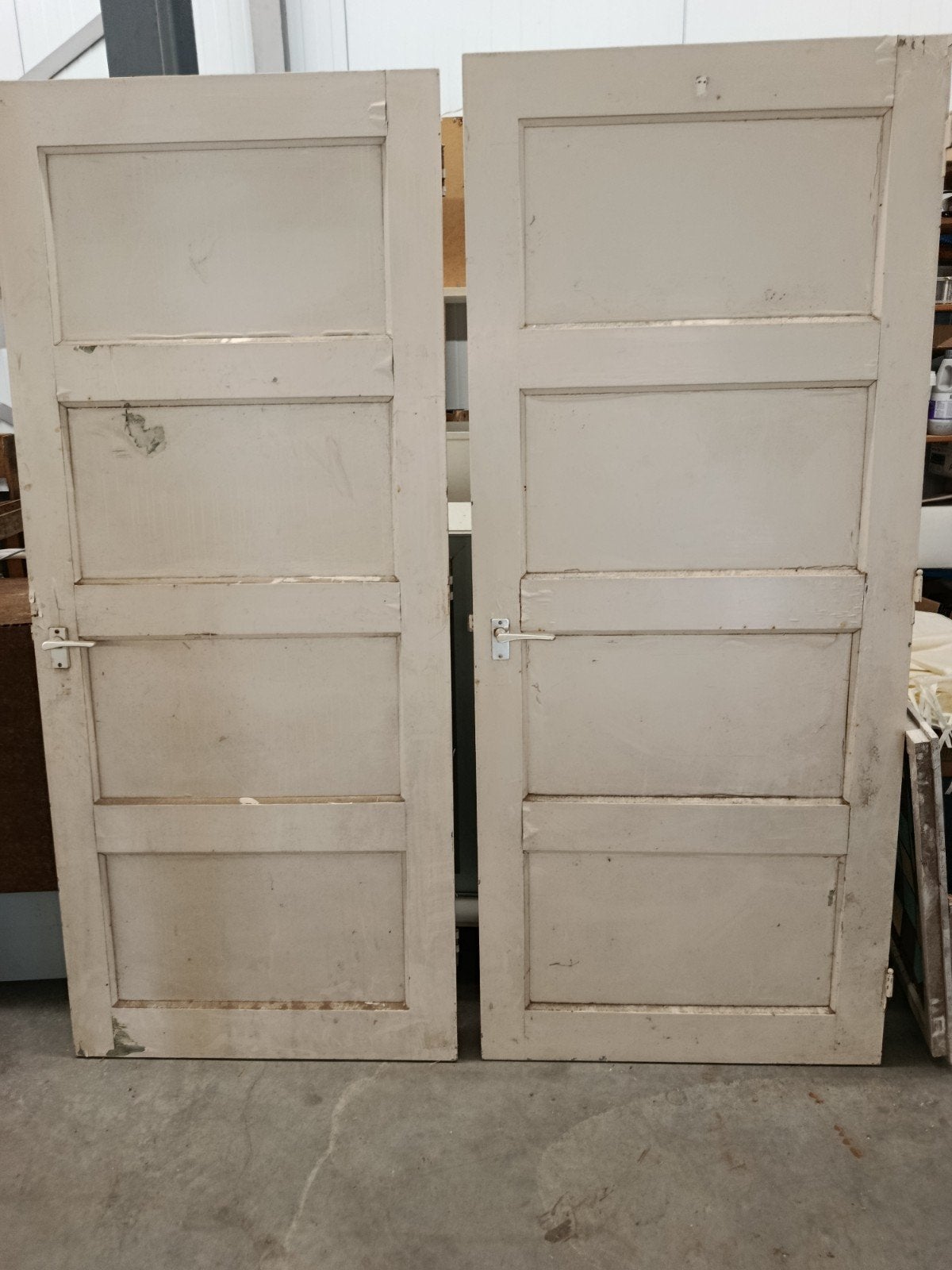 Set van 2 oude binnendeuren, wit, 193x83 cm, Ophalen, Gebruikt, 80 tot 100 cm, Binnendeur