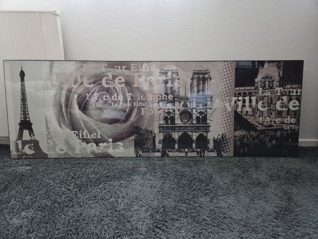 Wanddecoratie met een parijs-collage, Ophalen, Hout, Meerkleurig, Decoratieobject