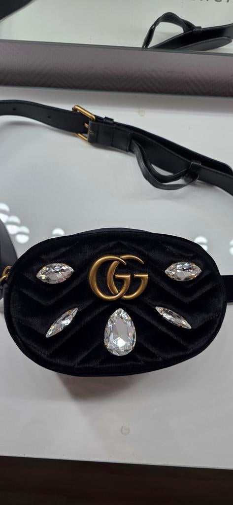 Gucci marmont crystal bag, Sieraden, Tassen en Uiterlijk, Tassen | Damestassen, Ophalen of Verzenden, Gebruikt, Zwart, Avondtasje
