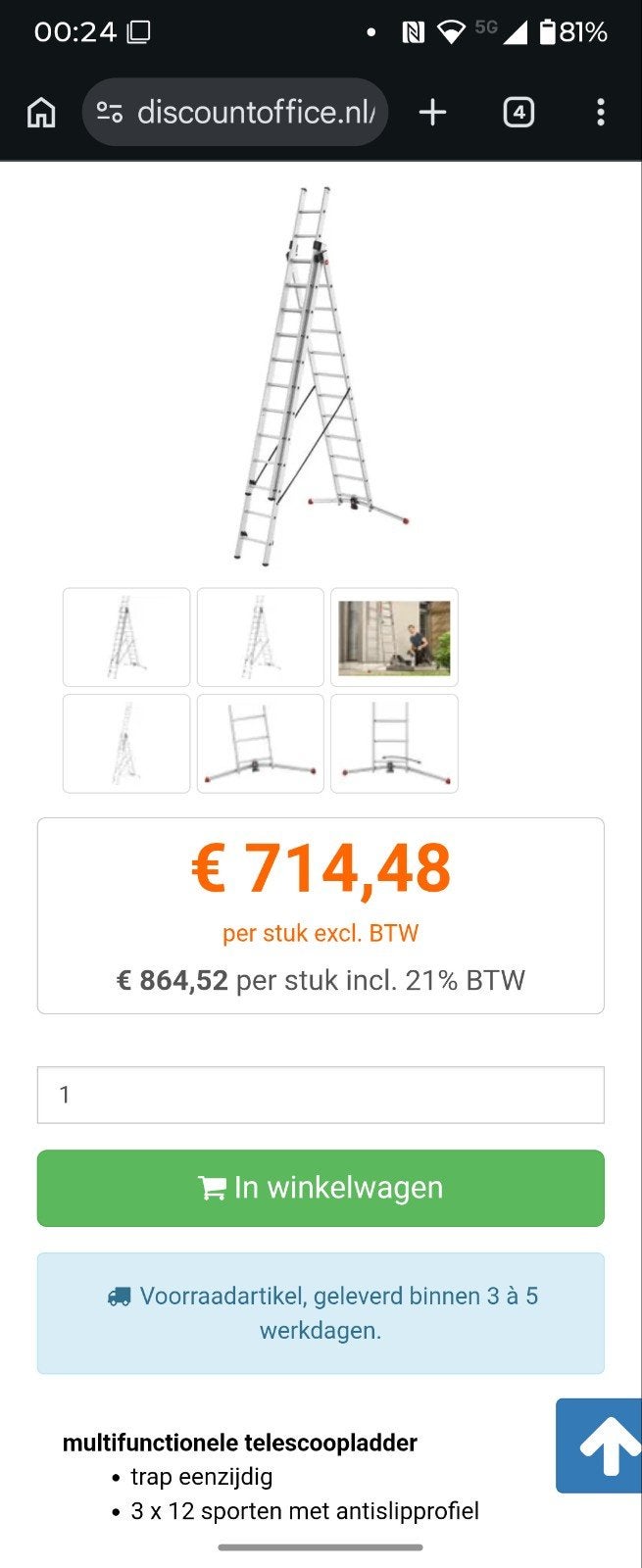 Hailo 3x12 ProfiLOT Reformladder - Multifunctioneel, Ophalen, Zo goed als nieuw, Ladder, Opvouwbaar of Inschuifbaar