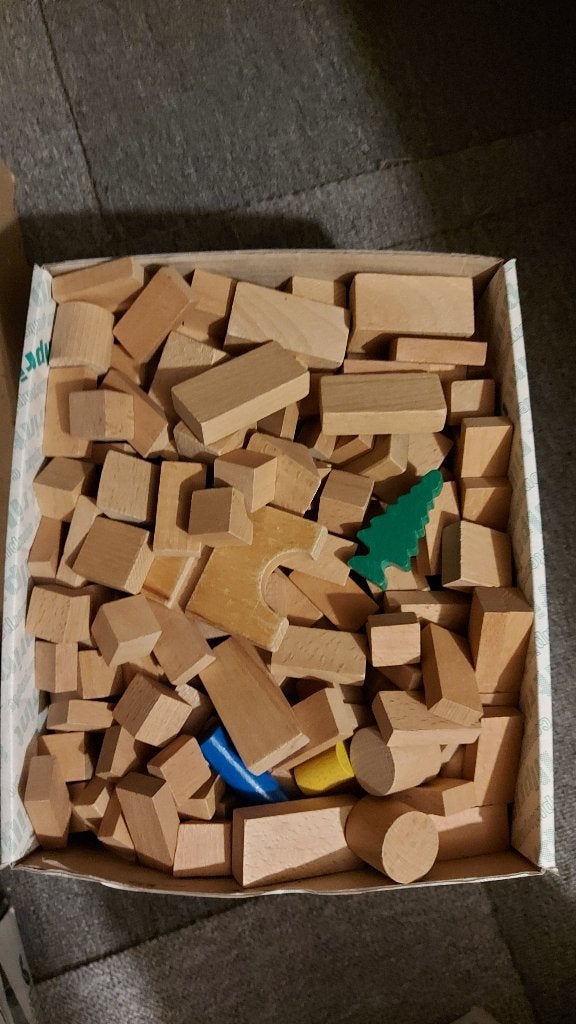 Houten blokjes voor kinderen om mee te bouwen, Ophalen, Zo goed als nieuw