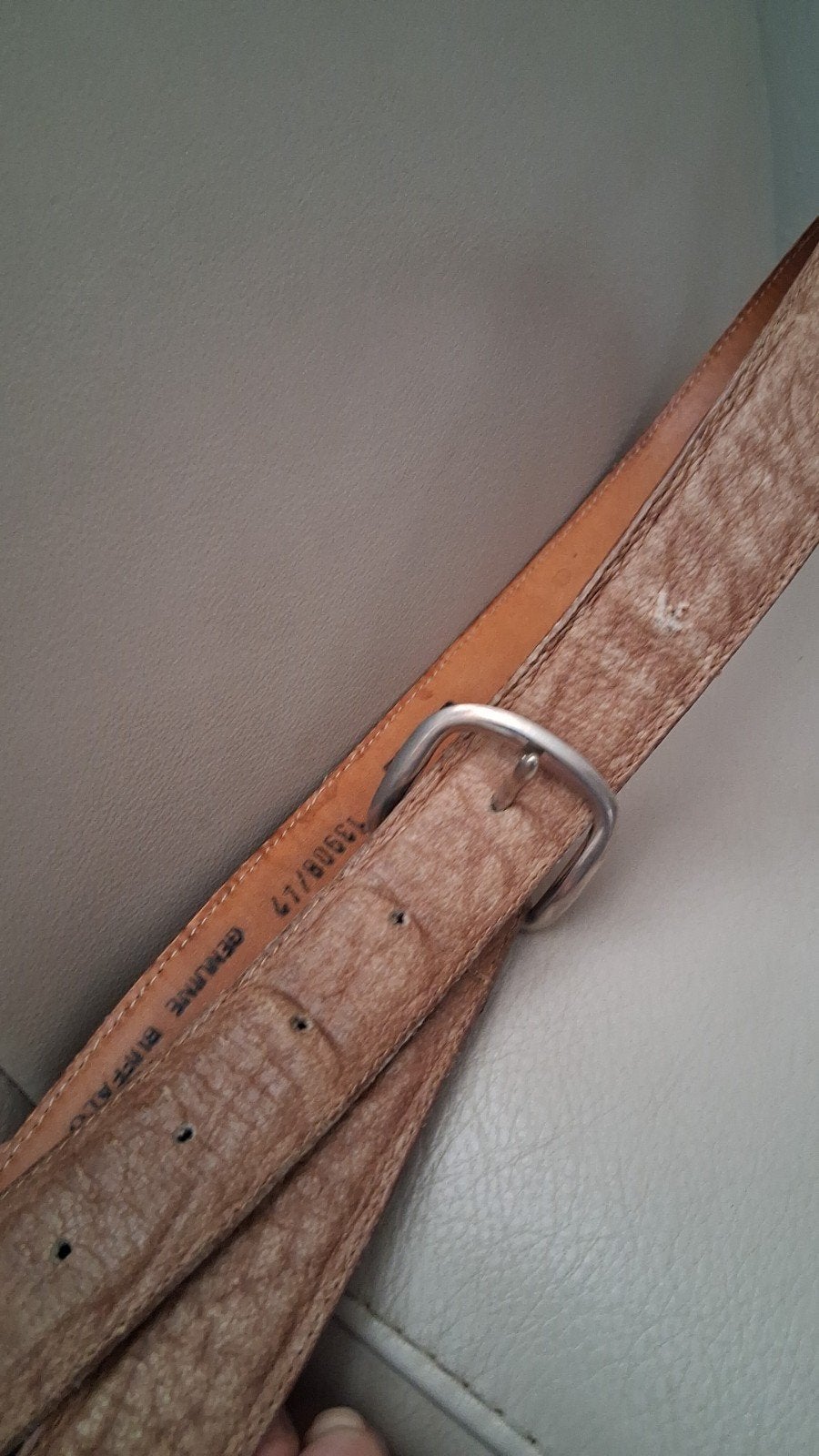 Lederen riem 112 cm lang bruin, Echt leder, Heupriem, Ophalen of Verzenden, Gedragen