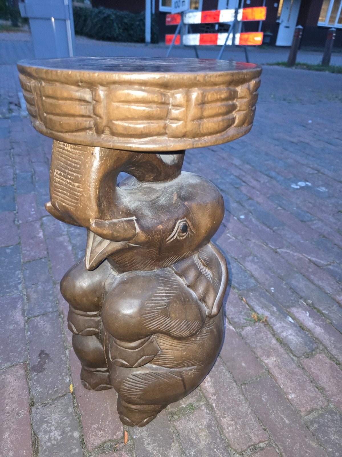 Unieke handgesneden olifant bijzettafel/kruk, Ophalen of Verzenden