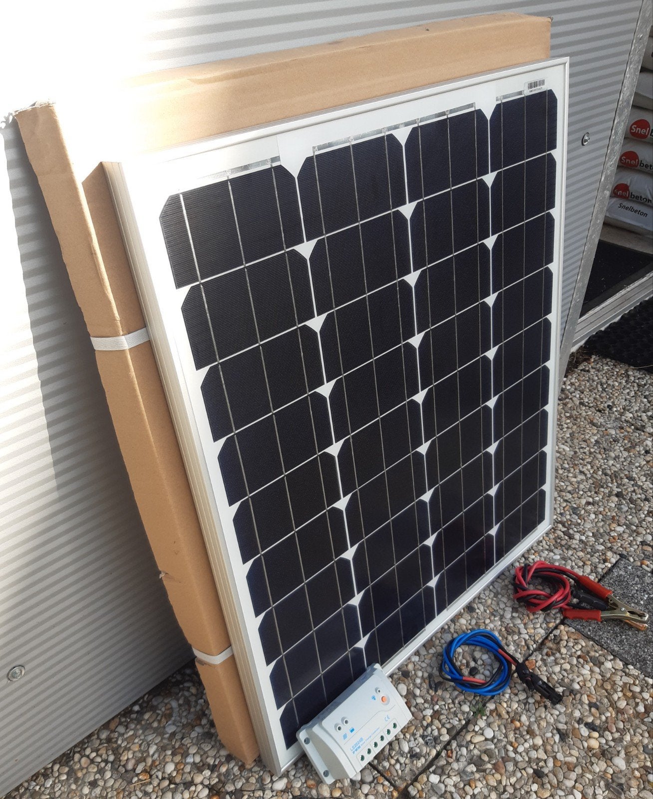 Zonnestroomset 80watt zonnepaneel met laadregelaar en kabels, Ophalen, Nieuw