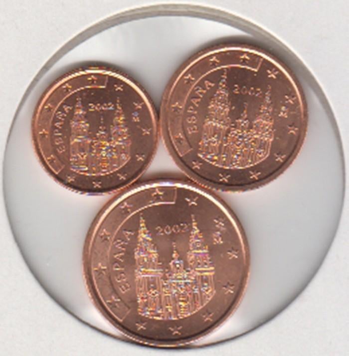 Spanje setje 1, 2 en 5 eurocent 2002 UNC, Postzegels en Munten, Munten | Europa | Euromunten, Setje, Overige waardes, Spanje, Ophalen of Verzenden