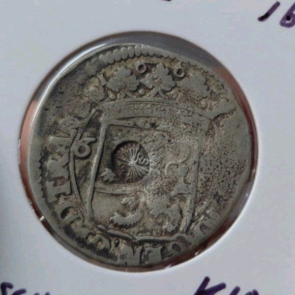 Zilveren rijderschelling Overijssel 1688 met KLOP!, Ophalen of Verzenden