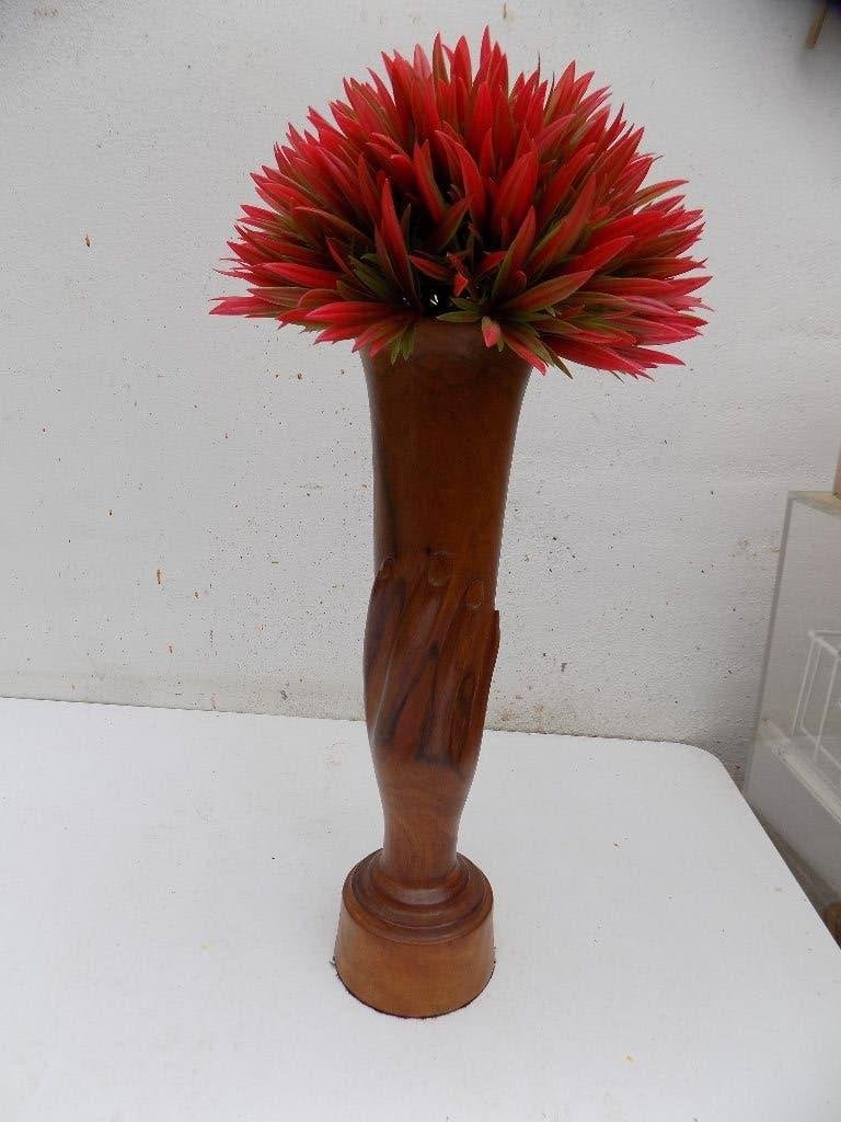 Vaas surrealistisch hout met handen vintage retro, Ophalen of Verzenden, Gebruikt, Hout