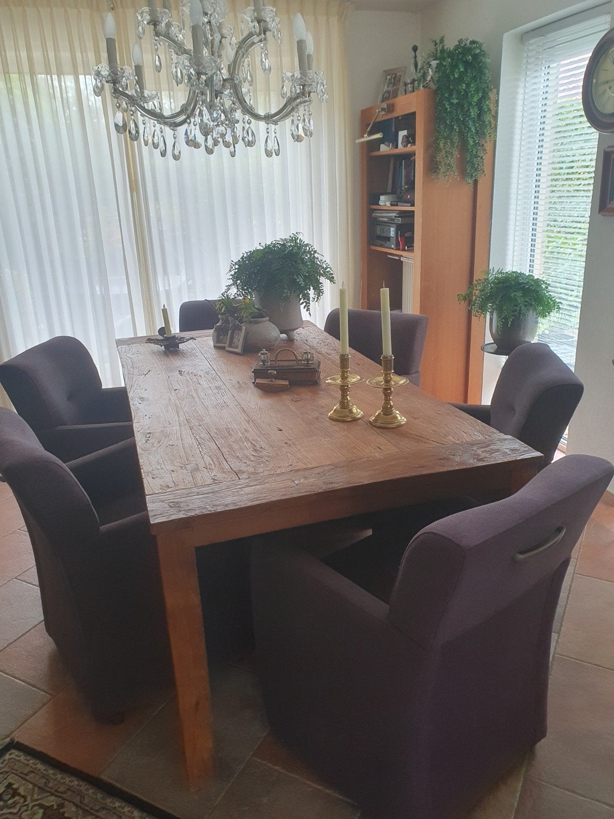 Mooie Teaken Landelijke Eethoektafel (200x100 cm), Gebruikt, 100 tot 150 cm, Teakhout, 200 cm of meer