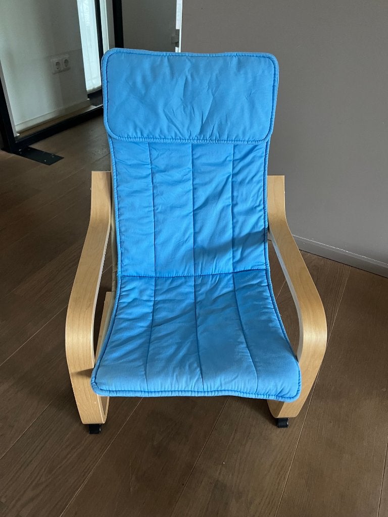 IKEA POÄNG kinderfauteuil blauw, Ophalen, Gebruikt, Overige typen