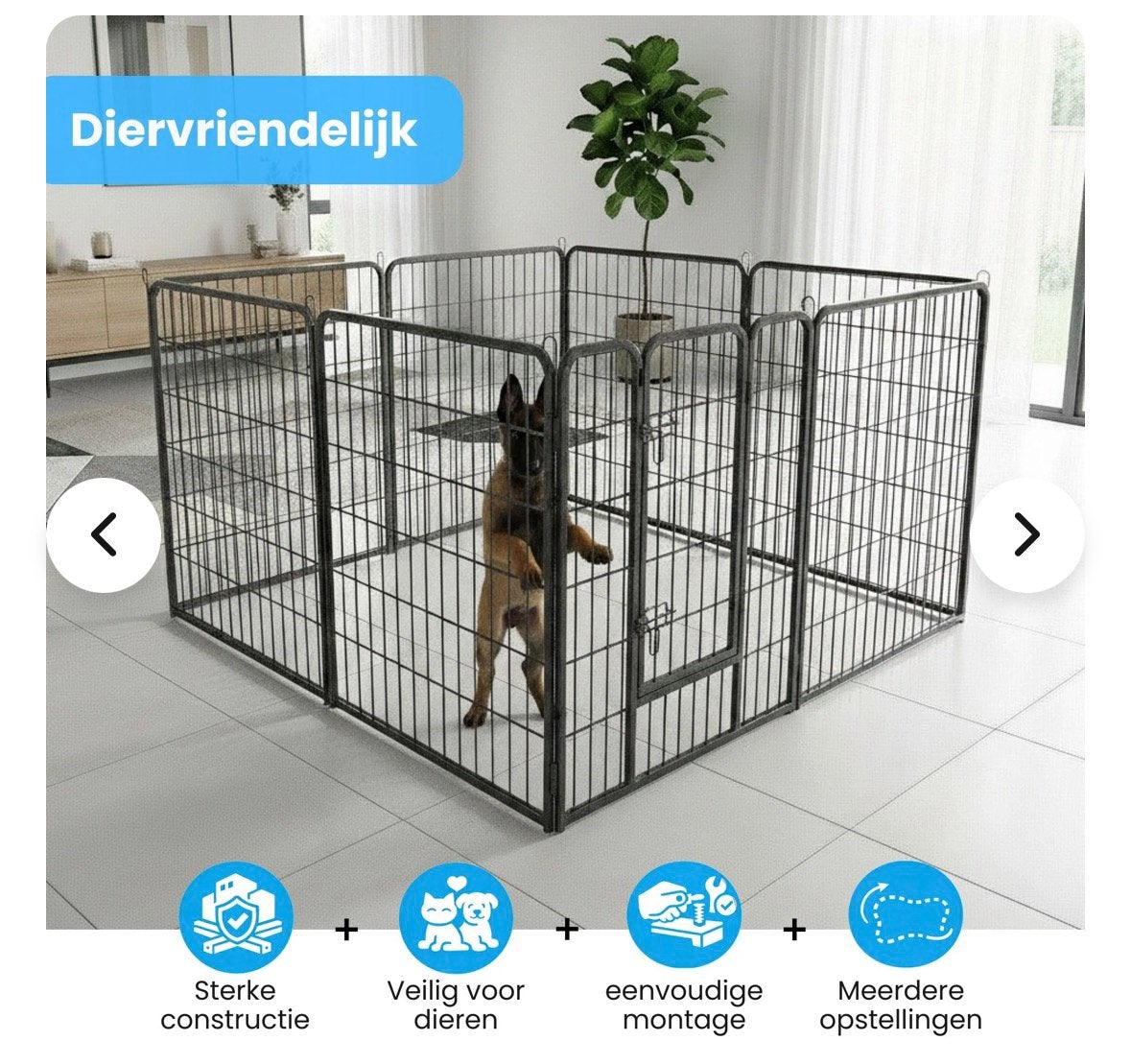 Ruime stalen puppyren/bench van 100 cm hoog XXL, Ophalen, Zo goed als nieuw