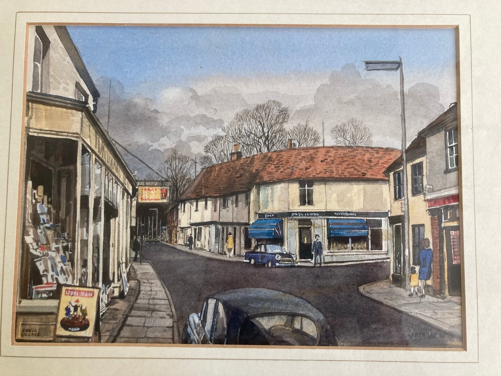 Aquarel Schilderij  Ewell village L.G Bentley, Antiek en Kunst, Kunst | Schilderijen | Klassiek, Ophalen