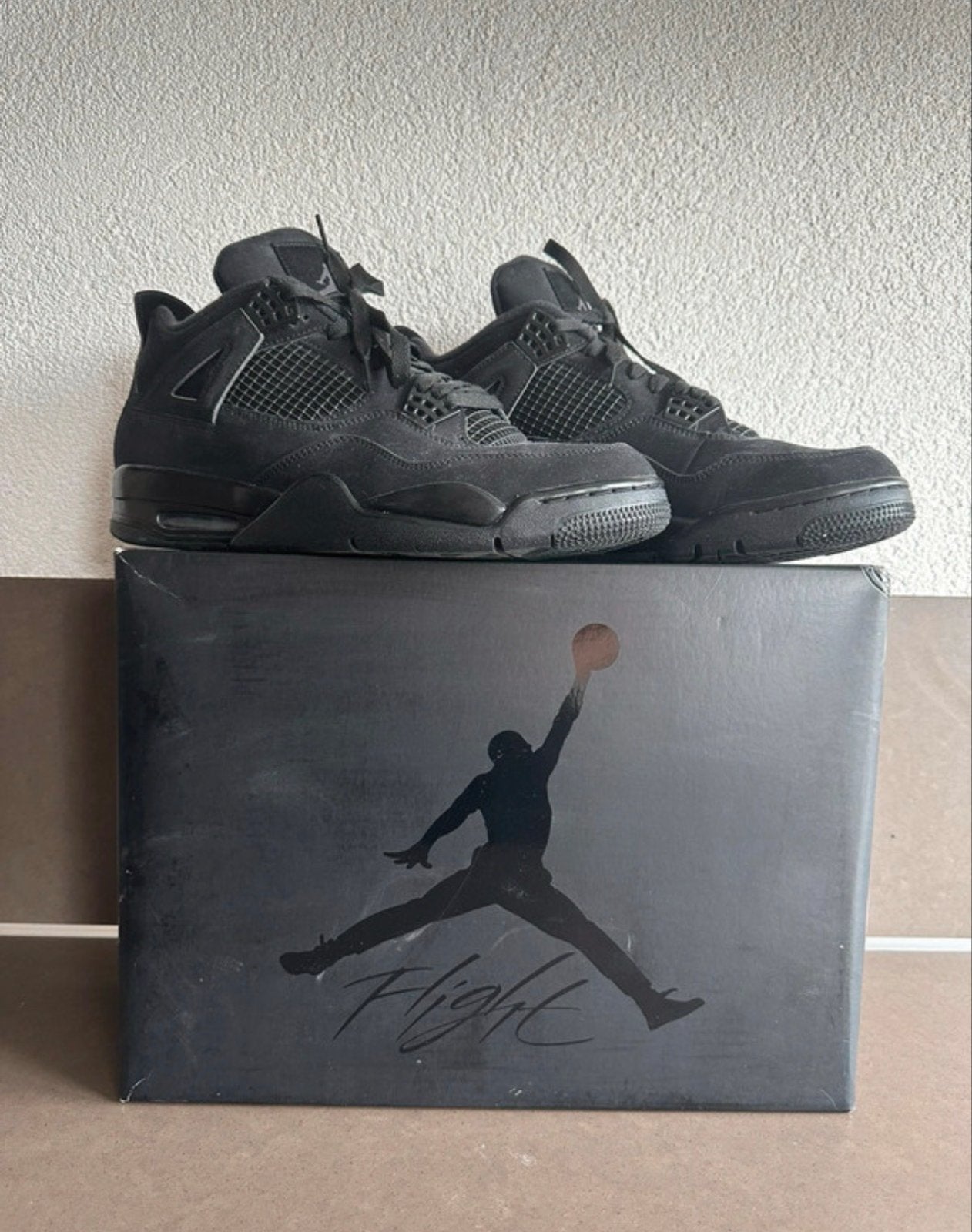 Nike Air Jordan 4 Retro Black Cat - Maat 46, Kleding | Heren, Ophalen of Verzenden, Zo goed als nieuw, Zwart, Sneakers of Gympen