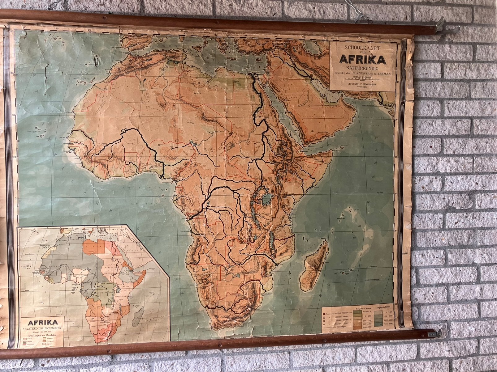 Schoolkaart Afrika, Antiek en Kunst, Antiek | Schoolplaten, Ophalen of Verzenden, Aardrijkskunde