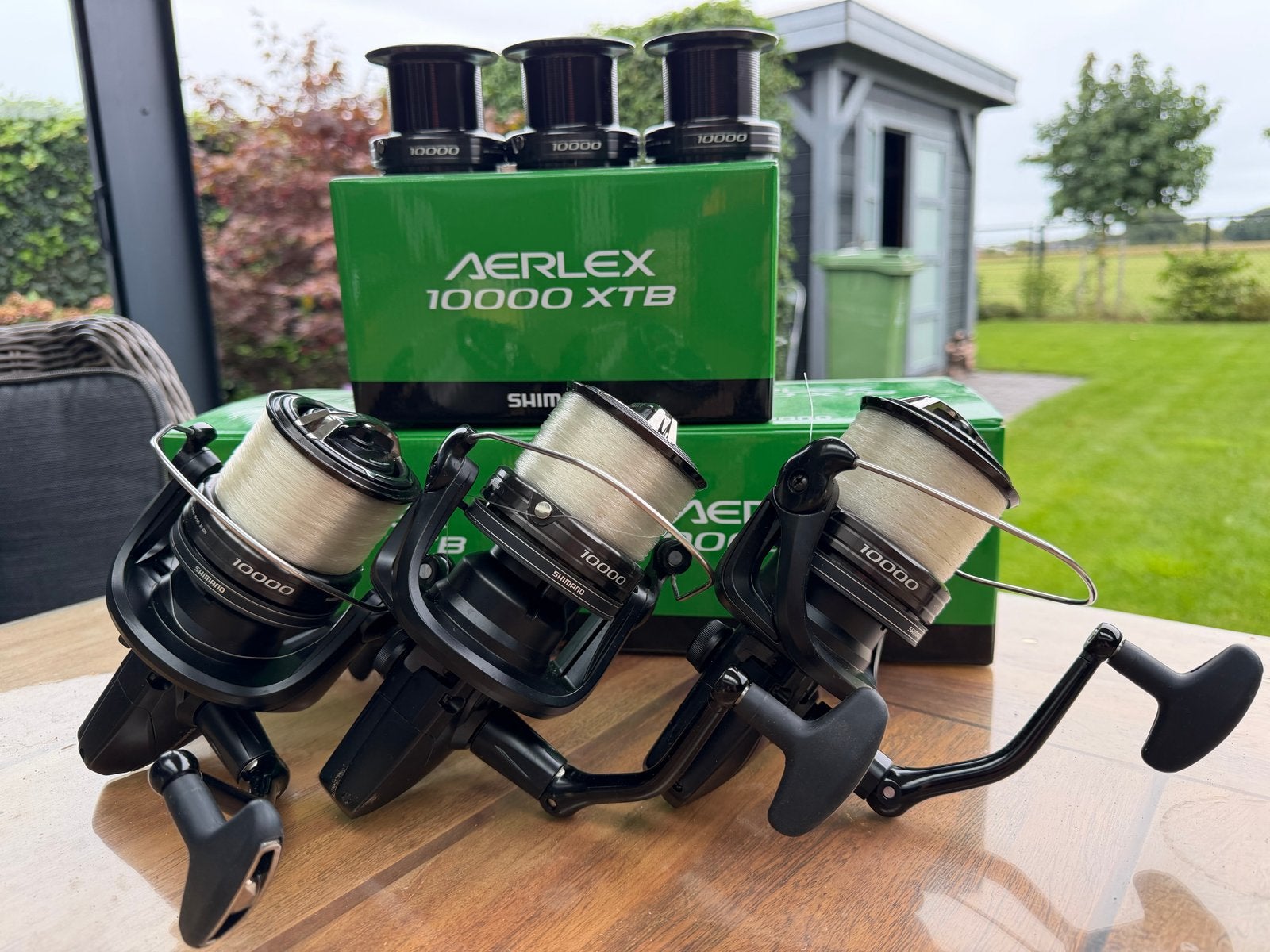 Shimano Aerlex 10000 XTB Molens met Fluorcarbon, Ophalen of Verzenden, Zo goed als nieuw, Molen