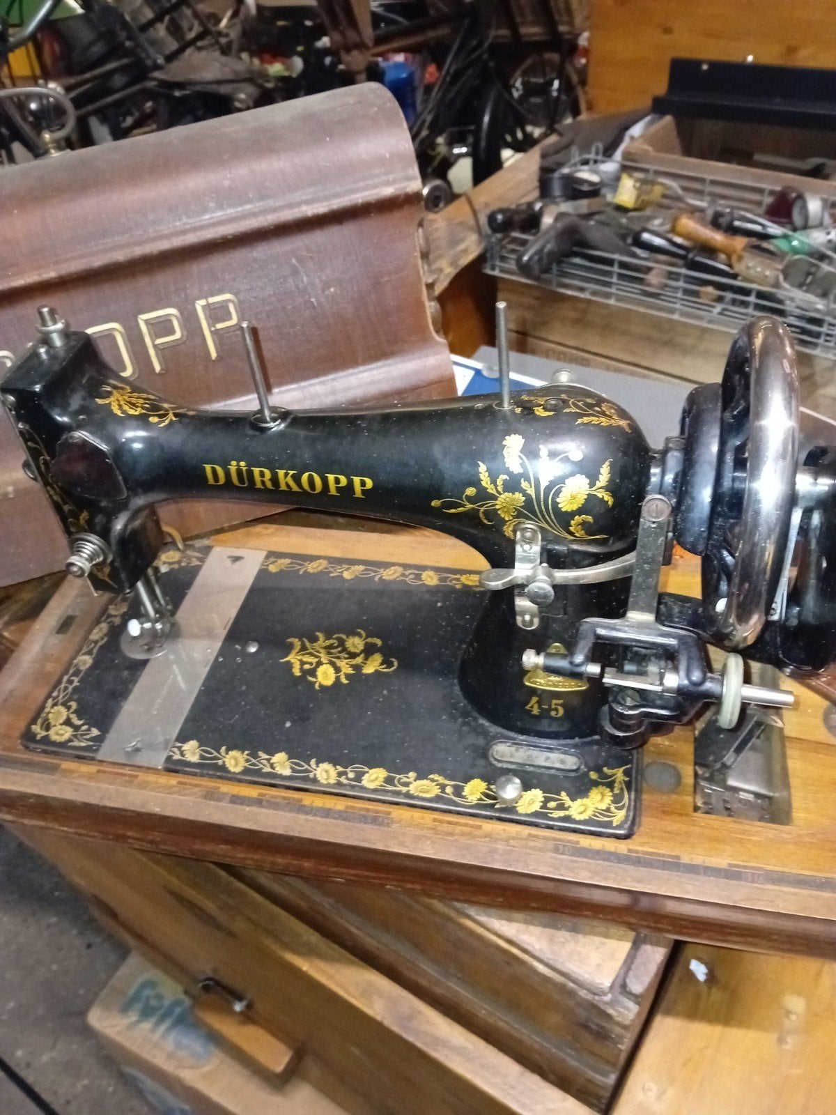 Antieke Dürkopp Naaimachine met Houten Koffer, Ophalen
