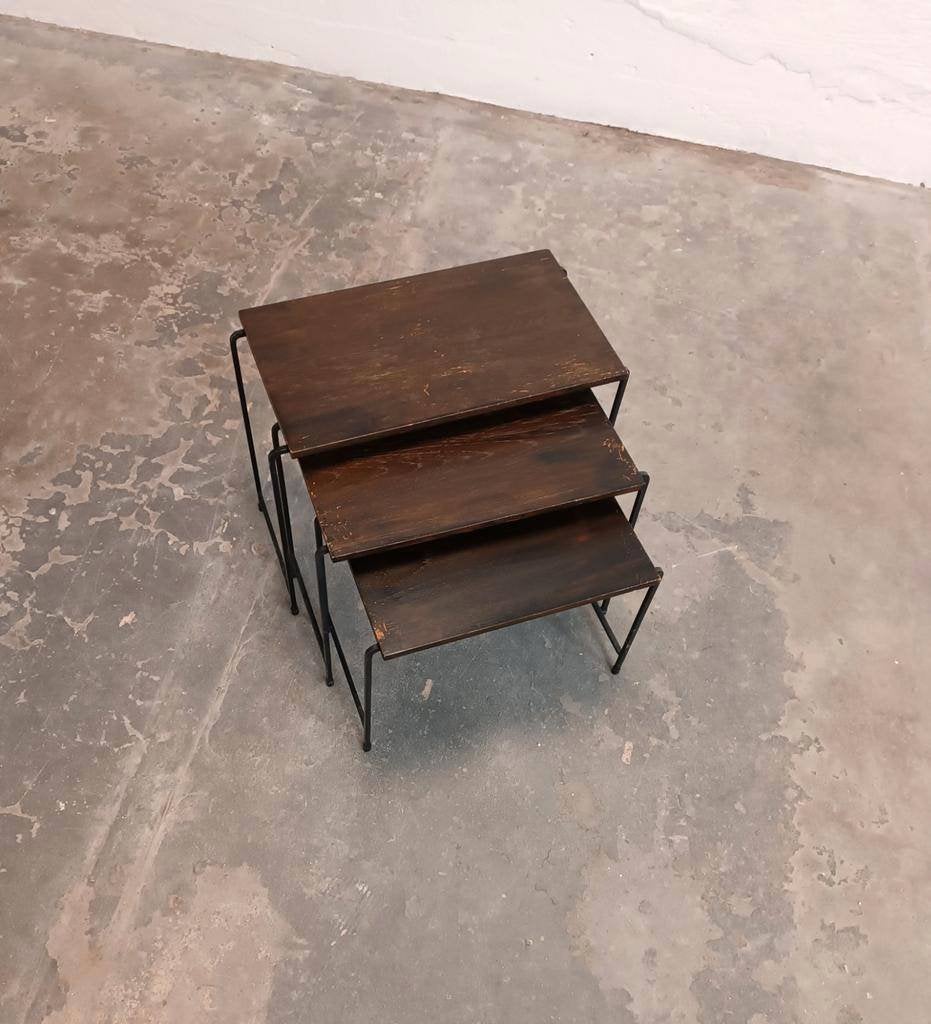 Vintage hout en metaal mimiset, Ophalen, Tweedehands, Tweedehands, Tweedehands