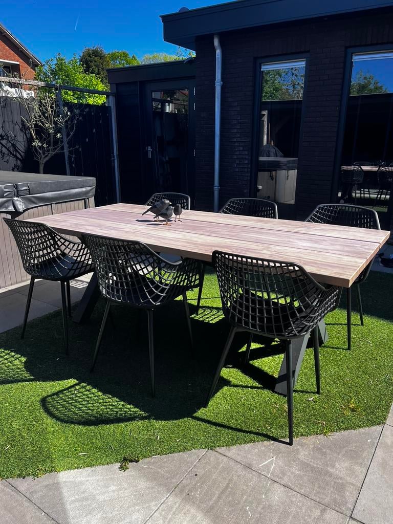 Tuintafel + 6 kuipstuilen, Gebruikt, 6 zitplaatsen, Aluminium, Ophalen of Verzenden