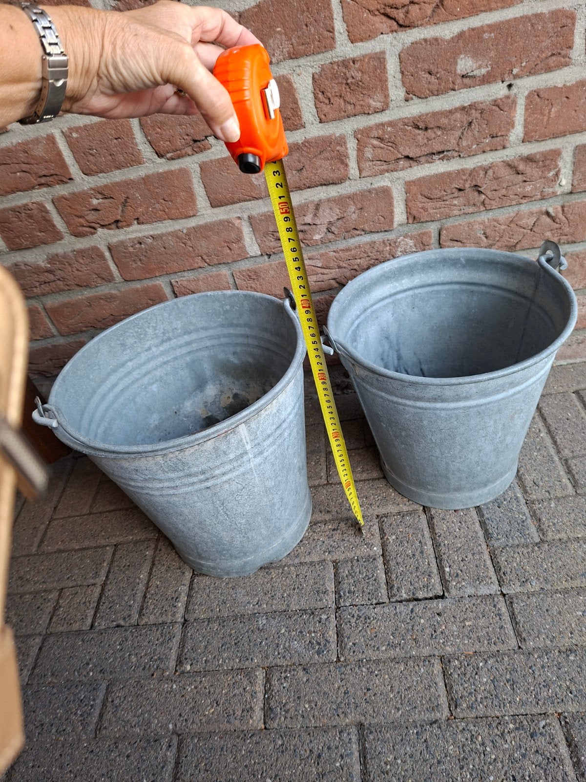 Zinken emmers zeer nette staat voor aardappelen, bieten bone, Antiek en Kunst, Antiek | Gereedschap en Instrumenten, Ophalen