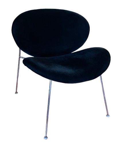 design fauteuil met zwarte bekeding., Huis en Inrichting, Fauteuils, Ophalen, Gebruikt, 75 tot 100 cm, Stof