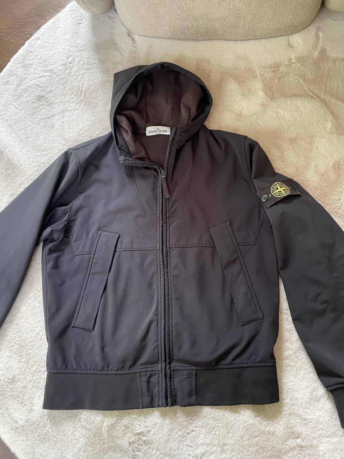 Stone Island Soft Shell-R Jas Zwart Maat M, Verzenden, Gedragen, Maat 48/50 (M), Zwart