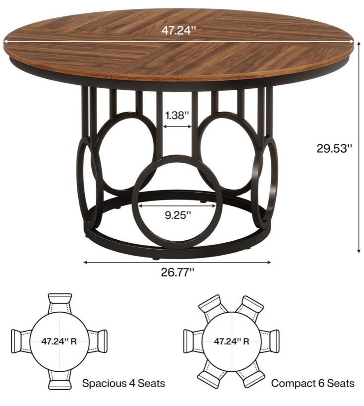 Ronde eettafel met metalen onderstel - 4 tot 6 personen, Ophalen, ., 100 tot 150 cm, .