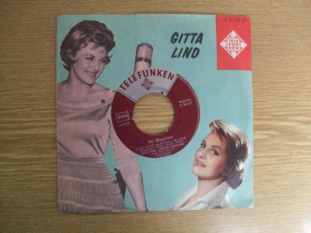 GITTA LIND & CHRISTA WILLIAMS    MY HAPPINESS / OHNE DICH, Cd's en Dvd's, Vinyl Singles, Voor 1960, 7 inch, Single, Ophalen of Verzenden