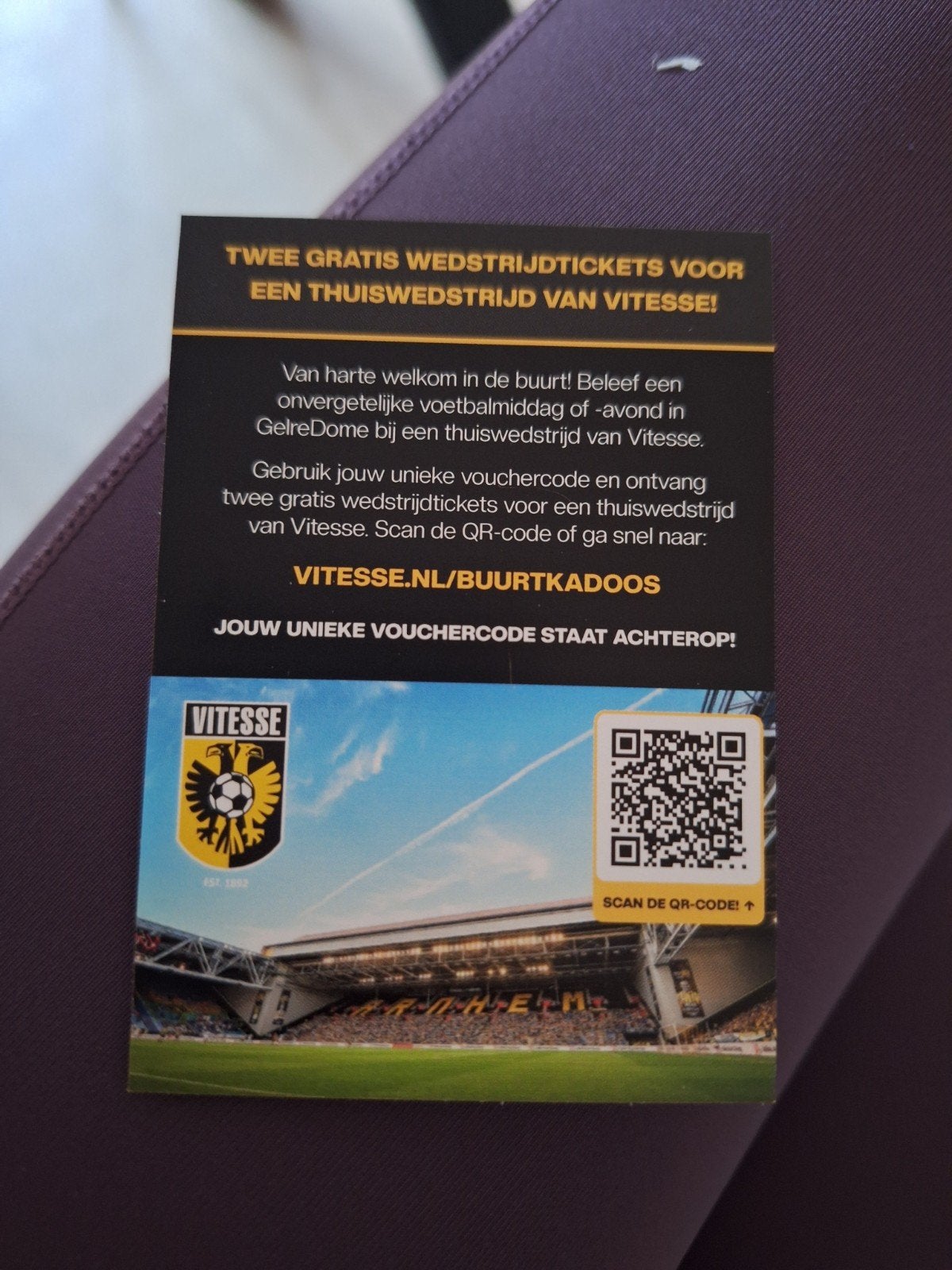 Voucher voor 2 tickets Vitesse, Tickets en Kaartjes, Sport | Voetbal, Losse kaart, Twee personen