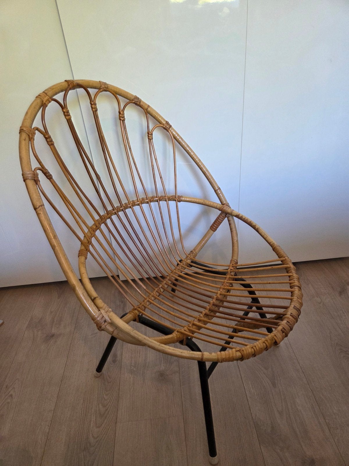 Vintage rotan fauteuil (met schapenvacht), Ophalen