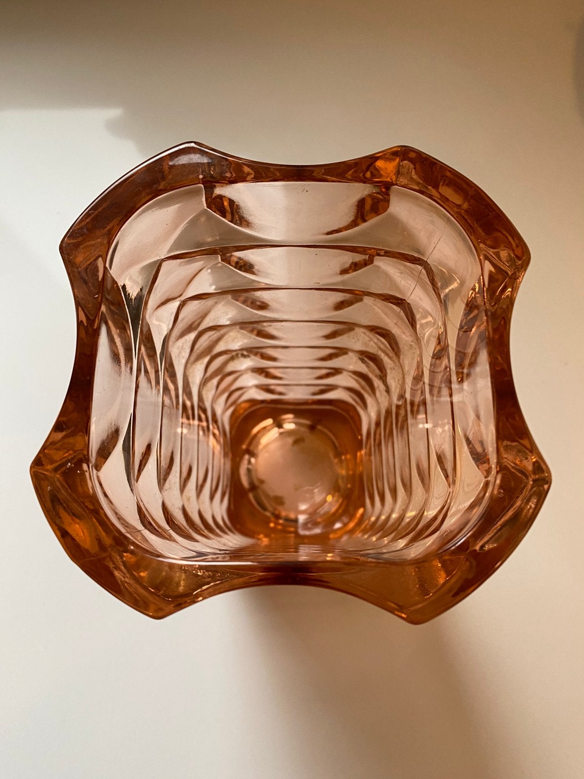 Art Deco Vaas Vintage jaren 30-50 perzik glas, Ophalen