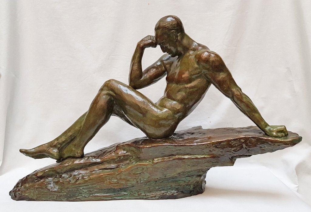 Art Deco Beeld - Pierre Le Faguays., Art deco, Gemerkt, Steen of Keramiek, Beeld